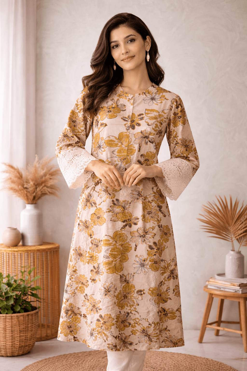 Mustard cotton kurta — cotton