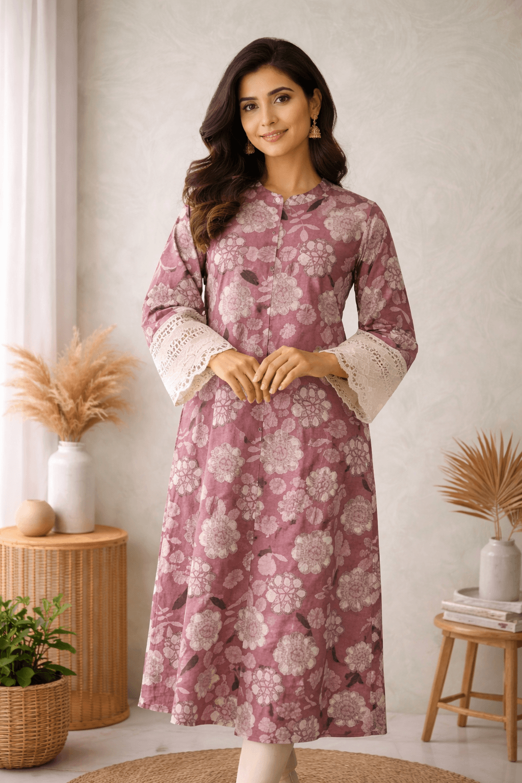 Pink cotton kurta — cotton