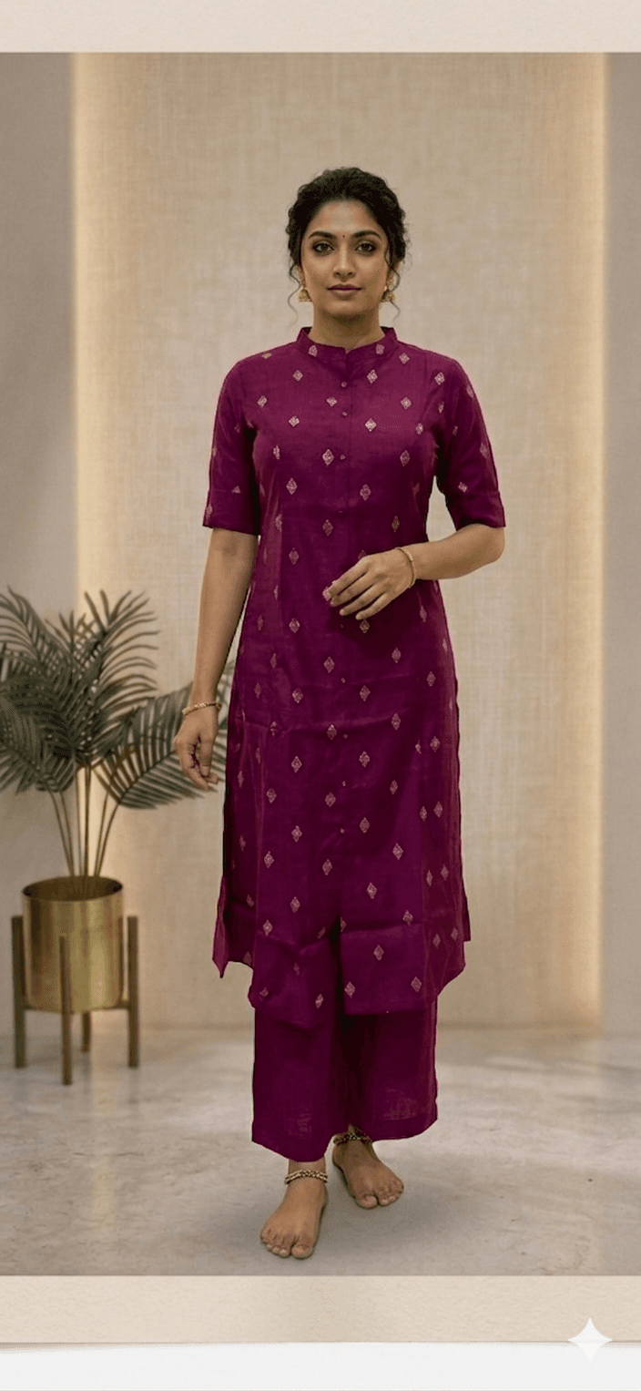 purple muslin slik blend co-ord set — muslin
