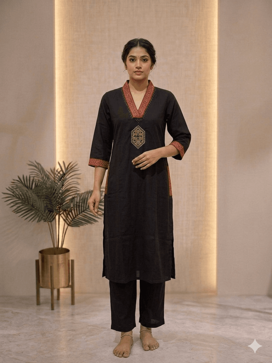 black Flex cotton co-ord set — flex cotton