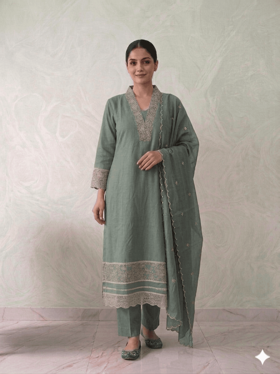 Sage green 3pc Roman Silk Set