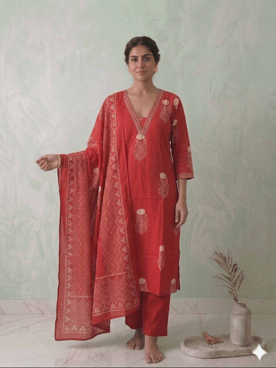 Coral printed cotton 3pc set